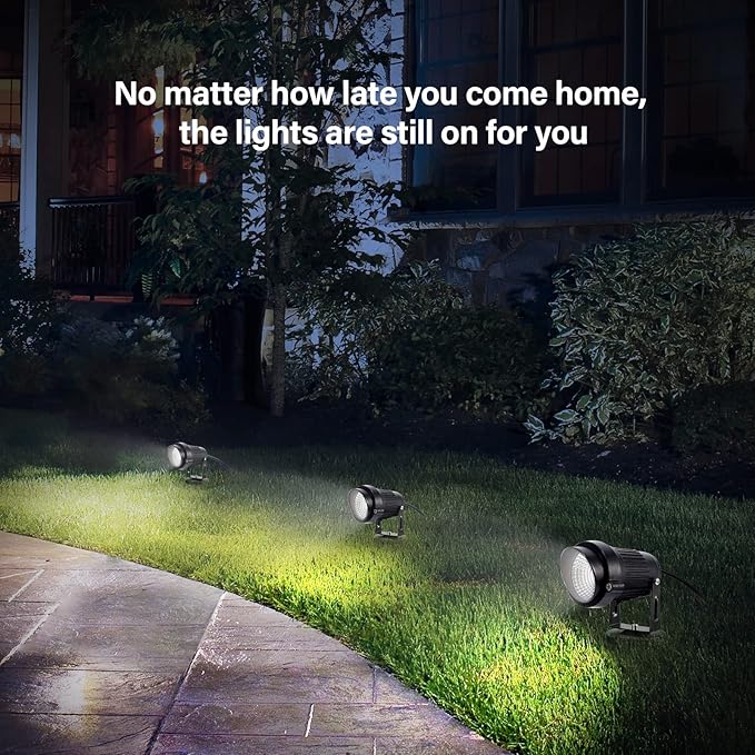 LemonBest Landscape Lights - 5W 110V Outdoor Spotlight - Waterproof IP65-3000K Cool White LED Landscape Lights - 5ft Cable for Yard Garden Patio Driveway House (Include Spike) (4 Pack)
