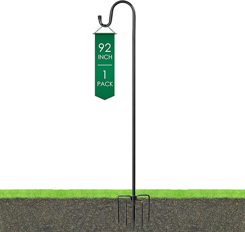 Ottsuls Shepherds Hooks with 5 Prongs Base for Outdoor - 92" Adjustable Bird Feeder Pole for Outside Hanging, Garden, Hummingbird Feeder, Plant Baskets, Solar Light Lanterns, Wedding Decor (1 Pack)
