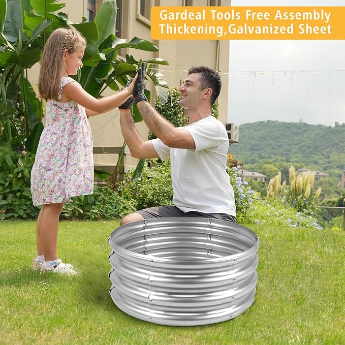 Outdoor Metal Galvanized Raised Planter Box,Rectangular Large Garden Bed Kit for Vegetables, Fruits, Flowers and Herbs 4X2X1 FT (3X3X1)