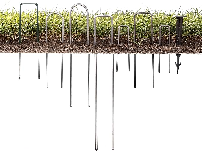 500-Pack Anti-Rust 6'' 11 Gauge Heavy-Duty Flat-Top U-Shaped Garden Stakes Staples Spikes Pins Pegs - Ground Stakes for Anchoring Landscape Fabric