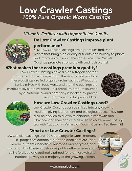 Low Crawler Castings | 100% Pure Organic Worm Castings (4Lbs) | Premium Lawn & Garden Fertilizer | Great Gift for a Gardener!