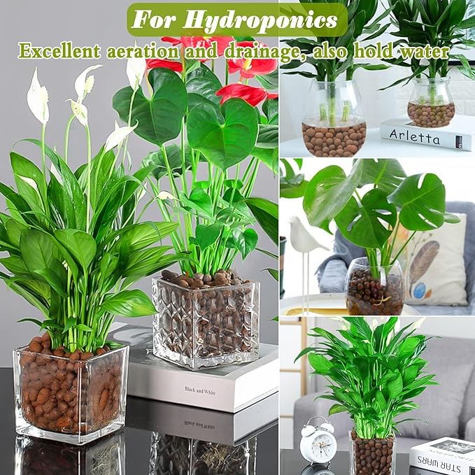 ZeeDix 4LB Expanded Clay Pebbles for Plants Hydroponic, 6QT 4mm-16mm Clay Leca Balls Hydroponic Rocks Growing Medium Potting Stones for Indoor Plants Drainage, Aquaponics, Natural Orchid Pebbles Balls