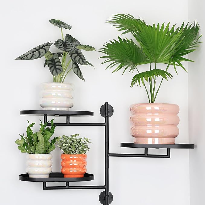 5.7 Inch +4.1 inch 2 pcs Ceramic Plant Pots for Indoor Plants, Rainbow Pearl Glaze Planter with Planters for Plants with Drainage Hole, Orchid Pots, Succulent Pot, Flower Pot (Pink)