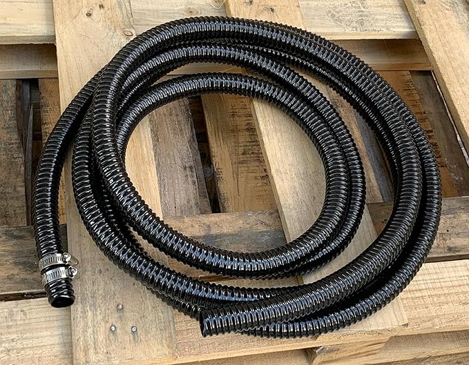 1 1/2 Inch Pond Sump Pump Discharge Hose Corrugated Water Hose Black PVC Strong Flexible Tubing 10Ft