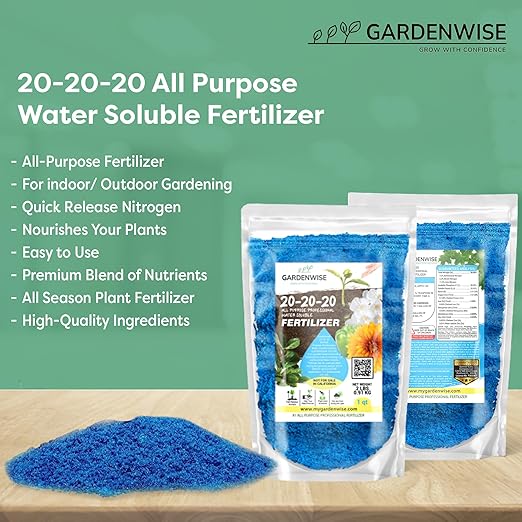20-20-20 Water-Soluble Fertilizer β Powder for Liquid Plant Food for Indoor & Outdoor Plants, Orchids, Vegetables, Lawns, Flowers β 20 20 20 Fertilizer (5 QUARTS)