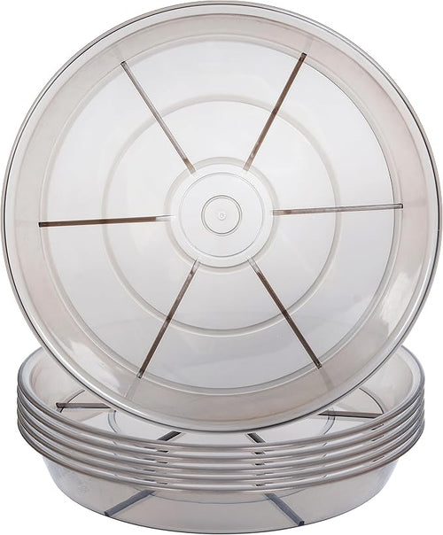 6 Pack Plant Saucer Drip Tray 9 10 inch, Plant Dishes Saucer, Heavy Sturdy Plastic Planter Flower Pot Saucers for Indoor Outdoor Garden, Plant Water Drip Trays for pots (10", Grey)