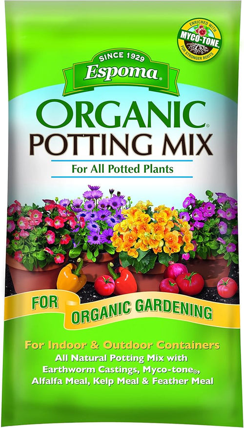 Espoma Organic Potting Soil Mix - All Natural Potting Mix For All Indoor & Outdoor Containers Including Herbs & Vegetables. For Organic Gardening, 2 Cubic Foot bag. Pack of1