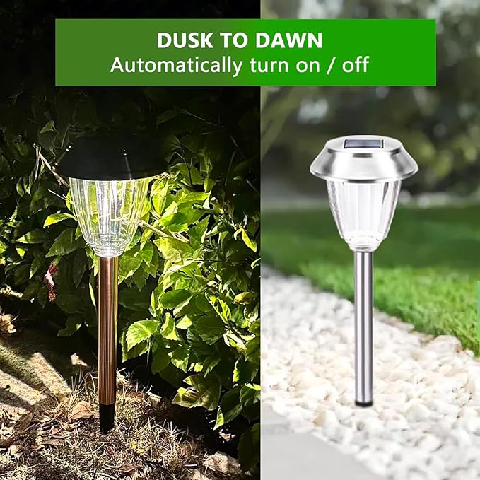 Solar Pathway Lights - 12 Pack Landscape Lawn Solar Lights Outdoor Waterproof,Super Bright LED Warm White & IP65 Garden Lights Stakes for Path, Yard Decoration, Driveway, Walkway