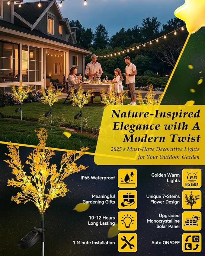 Neporal Solar Garden Lights Outdoor Decorative, Solar Flowers Lights Dusk to Dawn, Solar Garden Stake Lights Waterproof IP65, Solar Powered Flower Lights - Gardening Gifts for Women
