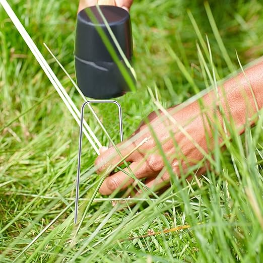 50 Pack Heavy Duty Garden Staples 6 Inch 11 Gauge Landscape Staples Galvanized Ground Stakes Anti-Rust Landscape Fabric Staples Garden Stakes for Irrigation Tubing, Fence, Weed Barrier, Ground Cover
