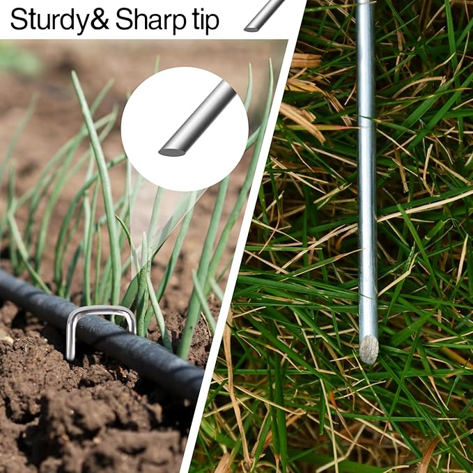 5 Inches Landscape Staples,Galvanized Garden Stakes Yard Stakes Garden Staples Prefect for Weed Barrier Fabric,11 Gauge Landscape pins for Tent,Balloons, Irrigation Tube. (80Pack, 5 inch)