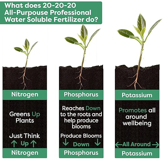 20-20-20 Water-Soluble Fertilizer β Powder for Liquid Plant Food for Indoor & Outdoor Plants, Orchids, Vegetables, Lawns, Flowers β 20 20 20 Fertilizer (1/2 Quart)