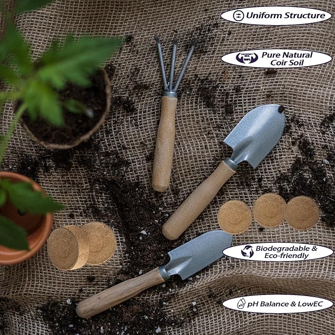 56 Pcs 50mm Compressed Coconut Coir Potting Soil,Coco Coir Pellets for Plants,Coco Fiber Pellets for Planting, Garden, Bonsai, Vegetables & Flower