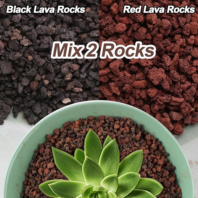 7lb Mix Lava Rocks for Plants-Horticultural Volcanic Rock Gravel for Landscaping Plants Drainage, Succulents, Bonsai, Vase Fillers, Terrarium Plants, Top Dressing