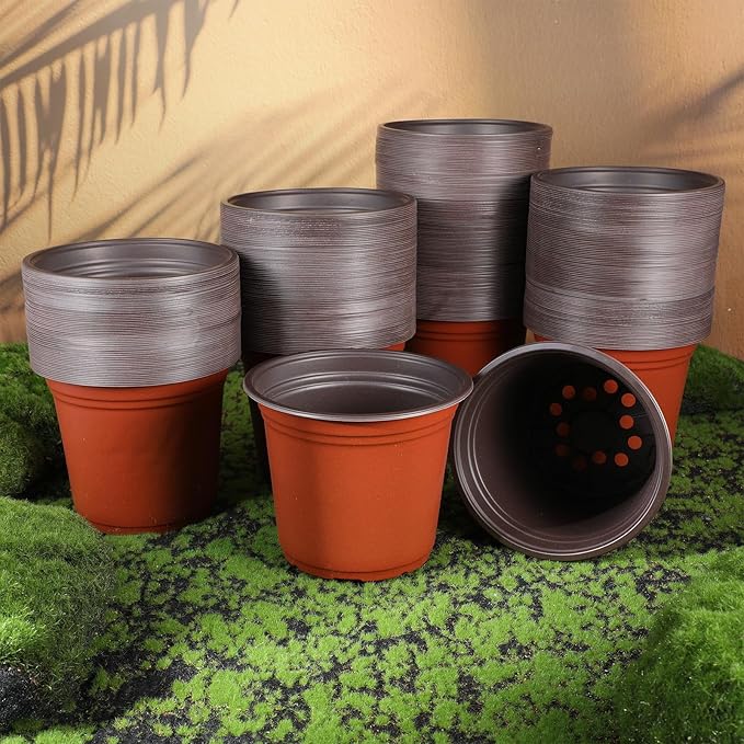 Hushee 1500 Pcs 4/5/6 Inch Plastic Plants Nursery Pots Seed Starting Pots Seedling Plant Pots with Drainage Holes Plastic Planters Planting Pots Indoor Outdoor for Flower Transplanting (Classic)