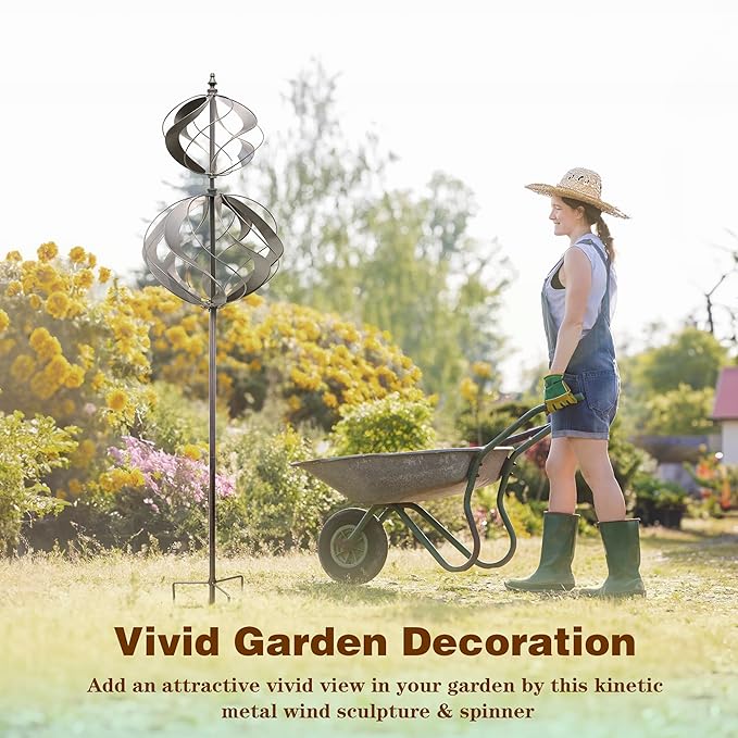 Wind Spinners Outdoor Metal - Large Kinetic Wind Spinner for Yard Garden, Windmills Lawn Ornament Décor for Lawn Patio (Height 84")