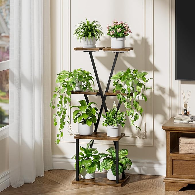 Plant Stand Indoor with Grow Lights - Corner Plant Shelf, 39" Corner Shelf for Indoor Plants Multiple, 4 Tiered Metal Holder for Living Room, Patio, Hallway, Black
