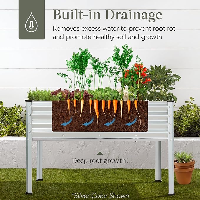 Best Choice Products 48x24x30in Galvanized Raised Garden Bed, Metal Elevated Planter Box, Vegetable Garden for Backyard, Patio, Balcony - Peacock Blue