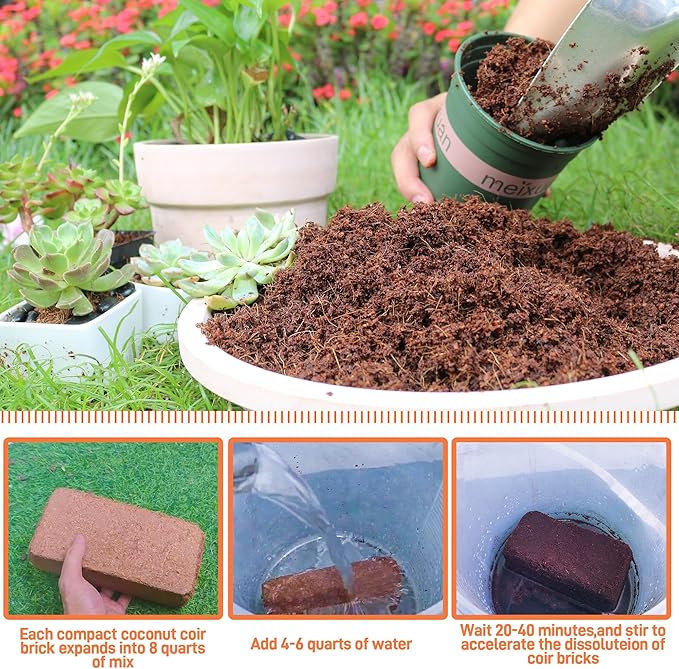 9-Pack Premium Organic Coco Coir Bricks for Plants - Low EC & pH Balance - 100% Natural Peat Moss Mix with Coconut Husk Fiber - Perfect for Gardening, Potting Soil Substrate - 12.6 lbs