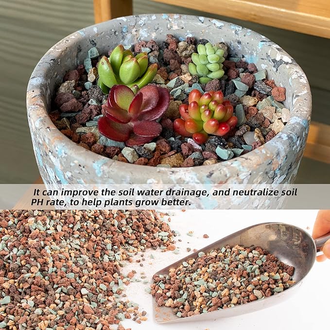 3lb Mix Lava Rocks for Plants in Door -Gravel Pebbles for Bonsai Succulent Cactus Potting Soil and Vase Fillers, Fairy Gardening,Top Dressing