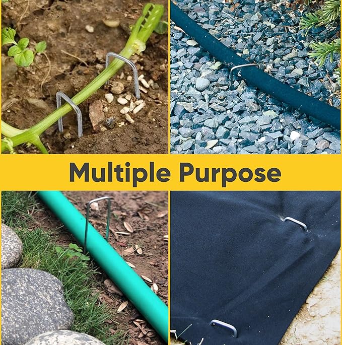USA Made 20 Pack Landscape Staples 6 inch 11 Gauge Garden Stakes Galvanized Steel | Yard Stakes for Decorations Weed Barrier Fabric | Ground Stakes for Gardening | Fence Stakes Landscape Pins