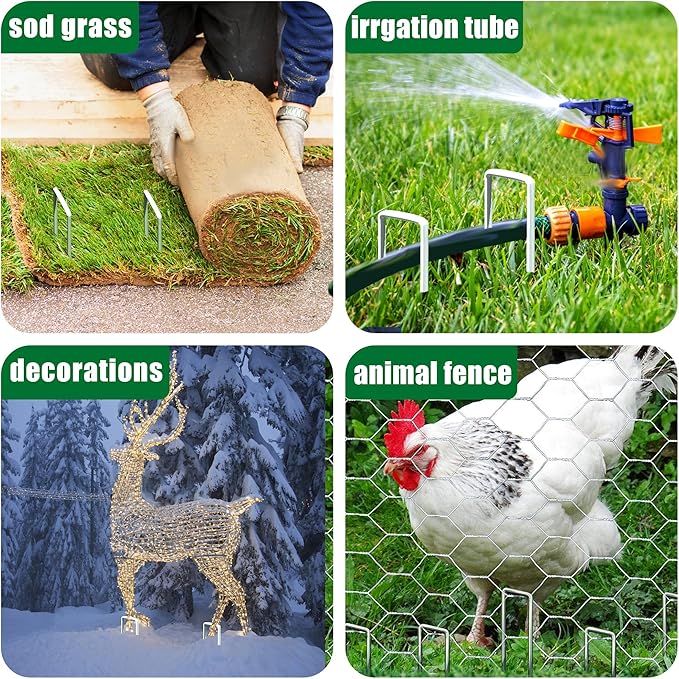 Landscape Staples 6 Inch Garden Stakes Galvanized Garden Staples Pins Anti-Rust Ground Stakes for Weed Barrier, Irrigation Tubing Hose, Yard Lawn SOD, Landscape Fabric, Decoration (500 Pack)