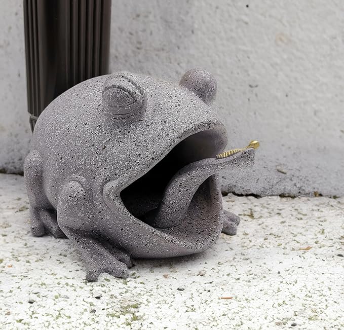 Frog Statues Gutter Downspout Extension Statues Garden Decoration,Animal Resin Statue Outdoor Decor,Downspout Diverter,Decorative Gutter Extension,3"×4" Downspout Extender Diverter Splash Block(Grey)