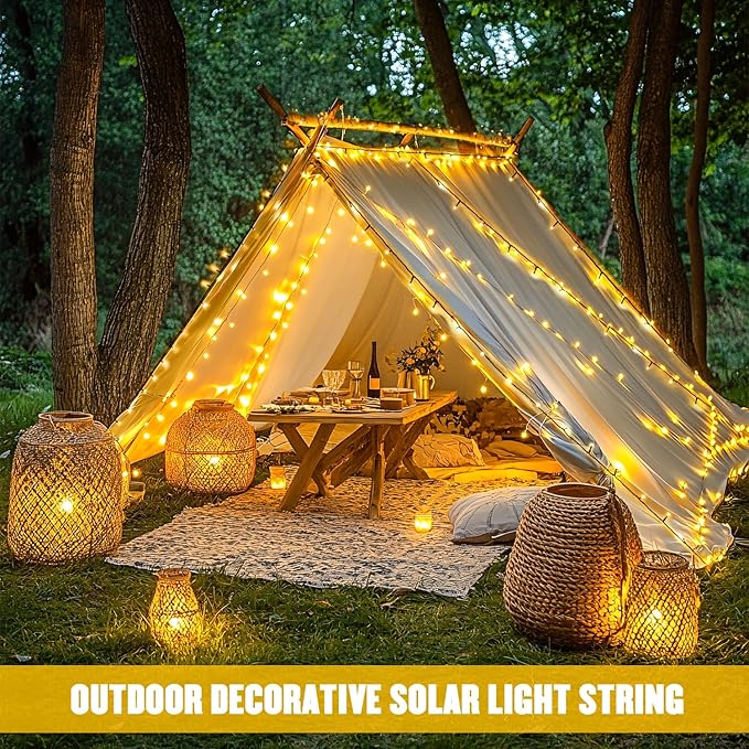 JMEXSUSS 2 Pack Solar String Lights Outdoor Waterproof, Each 33 FT 100 LED Solar Tree Lights Outdoor for Outside Tree Christmas Garden Patio Decor(Warm White)