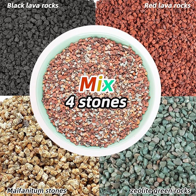 3lb Mix Lava Rocks for Plants in Door -Gravel Pebbles for Bonsai Succulent Cactus Potting Soil and Vase Fillers, Fairy Gardening,Top Dressing
