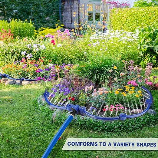 2Pcs 360° Tree Water System Tree Watering Ring 13 Inch Circle Sprinkler and Irrigation System Targeted Water with Y Hose Splitter for New Tree Outdoor Plants Raised Garden Beds Shrubs (Bule, Small)