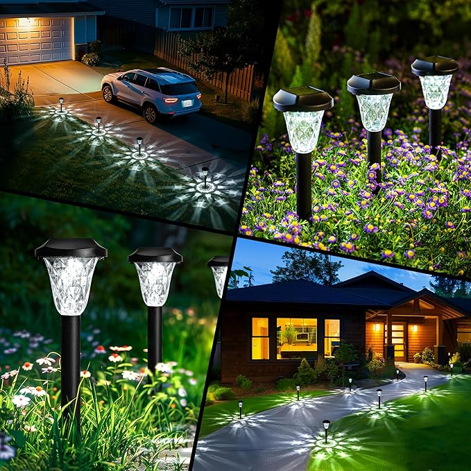 GIGALUMI Solar Outdoor Lights,Solar Lights Outdoor Waterproof 10 Pack,Cool White Solar Pathway Lights for Outside,Outdoor Lights Solar Powered Garden Decoration for Pathway,Patio,Lawn,Yard