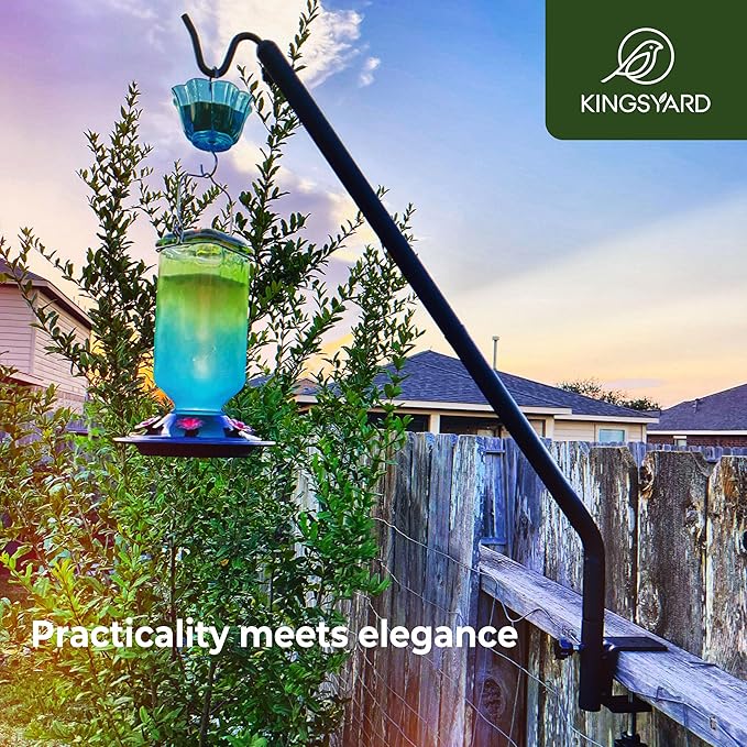 Kingsyard Heavy Duty Deck Hook, 27"-39" Adjustable Metal Deck Railing Hooks for Hanging Bird Feeders, Planters, Suet Baskets, Lanterns, Wind Chimes, Clamp Mounted