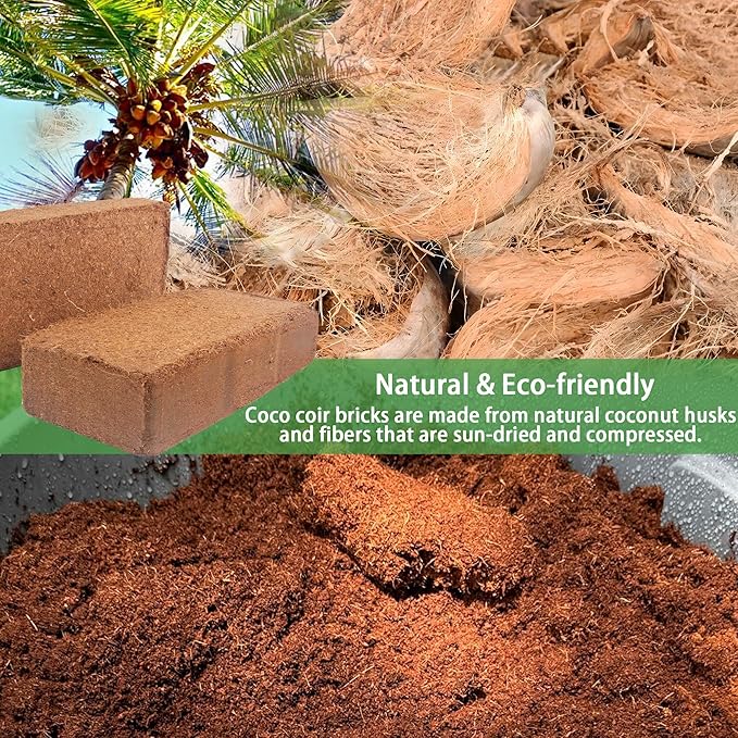 Coco Coir for Organic Coconut Coir- 24 Pack Coco Coir Brick- Coconut Soil with Low EC & pH Balance-Coco Fiber for Herbs& Flowers- High Expansion-Renewable Coco Soil for Planting