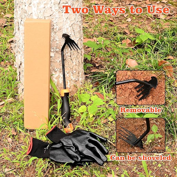 Weed Removal Tool, Portable Garden Weeder Tool,2024 New Manganese Steel Weed Puller Tool with Rubber Handle for Vegetable Gardening Garden Yard Farm Farm Planting & Uprooting Weeding Tool (Black)