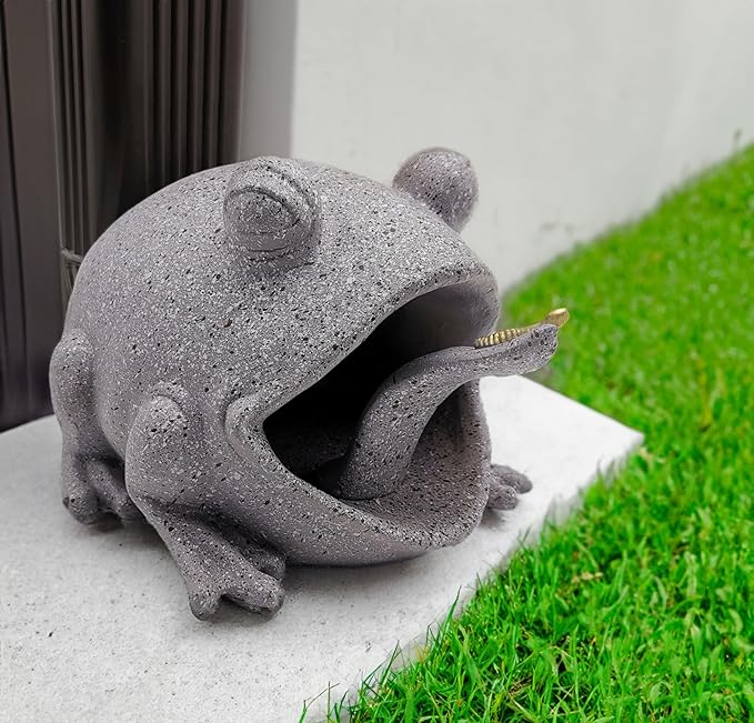 Frog Statues Gutter Downspout Extension Statues Garden Decoration,Animal Resin Statue Outdoor Decor,Downspout Diverter,Decorative Gutter Extension,3"×4" Downspout Extender Diverter Splash Block(Grey)