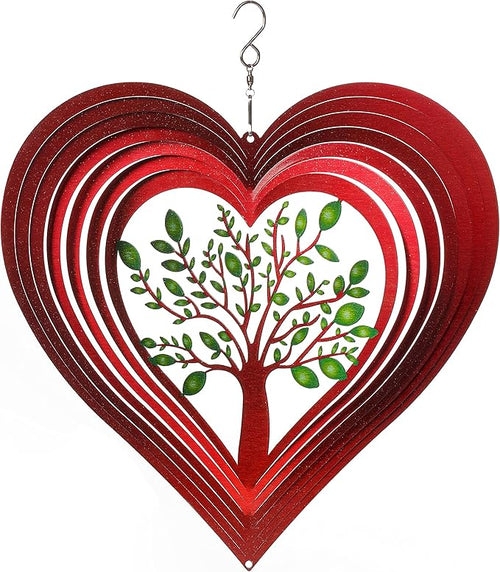 Heart Wind Spinners for Yard and Garden, Metal Ornaments for Garden Décor, Outdoor Wind Spinner, Heart Décor Gifts, Outdoor Garden Decoration, 12 inch Heart Wall Décor by ISEO