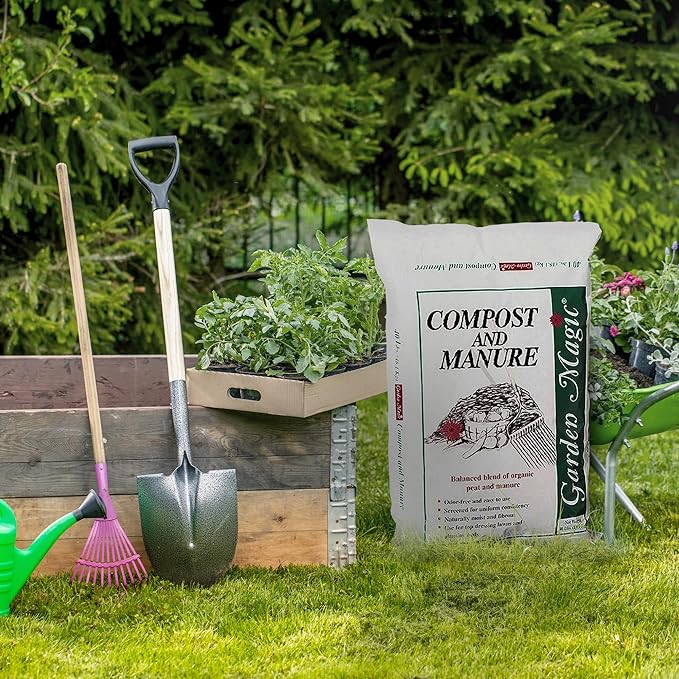 5240 Outdoor Lawn Garden Compost and Manure Blend for Fertilizing Soil Amendment in Planters, Raised Beds, & More, 40 Pound Bag (2 Pack)