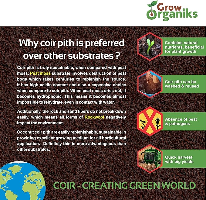 6 Pack Premium Coco Coir Brick for Plants | 100% Organic Compressed Coconut Coir Bricks Starting Mix, Coco Coir Fiber Coconut Husk for Planting, Gardening, Potting Soil Substrate, Herbs, 1.4 LB/Brick