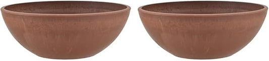 PSW Pot Collection Shallow Garden Bowl Low Planter for Succulents, Bonsai, Fairy Gardens, Herbs, 10-inch, Terra Cotta Color (Pack of 2)