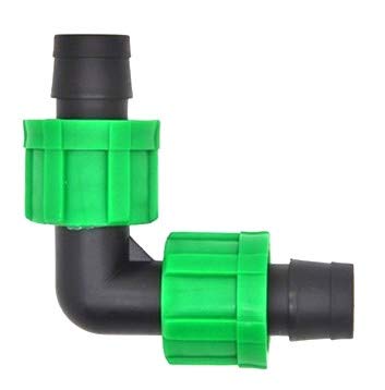 (50-PACK) Drip Irrigation Tubing Elbow - 1/2" Universal Perma Connector Barbed Locking Fitting - Fits All Brands 16-17mm Drip Tape & Tubing (50, Elbow)