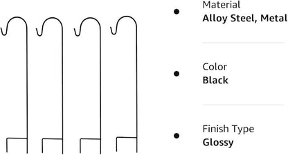 Ashman Shepherd's Hooks 35 Inch (40 Per Pack), Black, Made of Premium Metal for Hanging Solar Lights, Bird Feeders, Mason Jars, Christmas Lights, Lanterns, Garden Stakes and Wedding Décor.