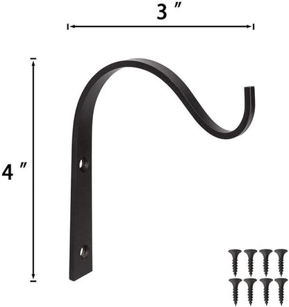Mkono 6 Pack Iron Wall Hooks for Hanging Plant Lanterns, Plant Hanger Fence Metal Bracket for Bird Feeders, Wind Chimes, Mason Jar Sconces, Light Outdoor Indoor Rustic Home Decor, 3 Inch