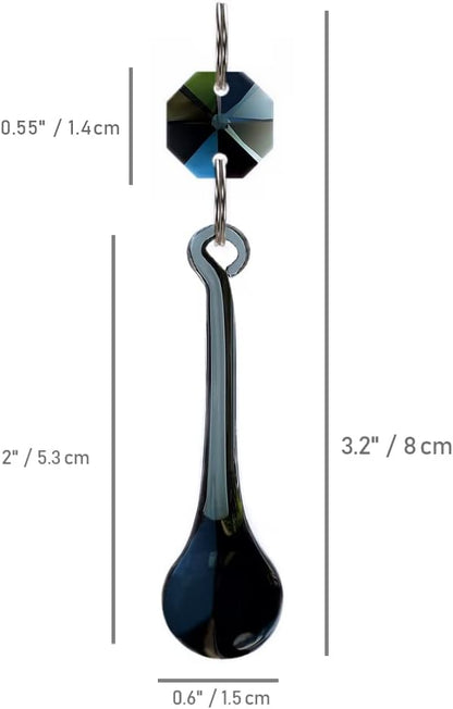 12pcs Raindrop Crystal Chandelier Prisms Parts, 53mm Hanging Crystals Beads for Chandeliers, Home Decoration (Transparent Black)