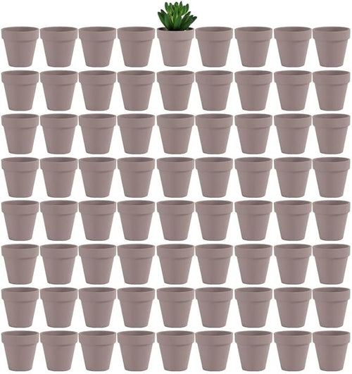 Yishang 72 pcs Small Mini Grey Clay Pots, 2.5'' Terracotta Pot Clay Ceramic Pottery Planter,Cactus Flower Terra Cotta Pots,Succulents Nursery Pots,with Drainage Hole,Great for Crafts,Wedding Favor