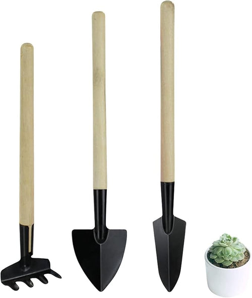 Wishlotus Mini Gardening Tools, 3Pcs Gardening Hand Tools with Non-Slip Handles, Portable Tools Set for Indoor Gardening, Succulents, Bonsai, Gift for Wife and Mother（Thin）