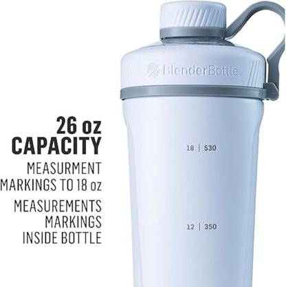 BlenderBottle Radian Shaker Cup Insulated Stainless Steel Water Bottle with Wire Whisk, 26-Ounce, Matte Rose Pink
