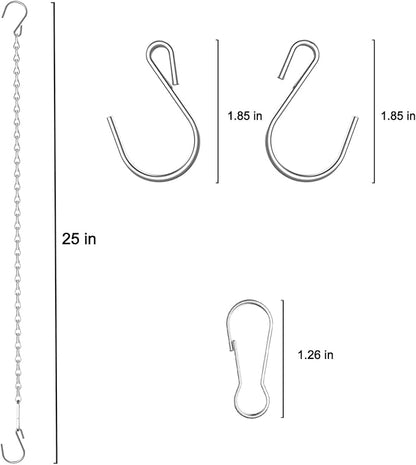 10 Pack 25" SIL Storagehook Silver Hanging Chains with S Hooks for Hanging Bird Feeders Planters Baskets Billboards Lanterns Wind Chimes Ornaments