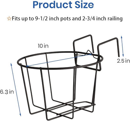TreeLen 3Pack 10inch Railing Planters Outdoor Balcony Hanging Baskets for Plants Fence Planters Metal Potted Stand Indoor Porch Railing Planters Flower Pot Holder