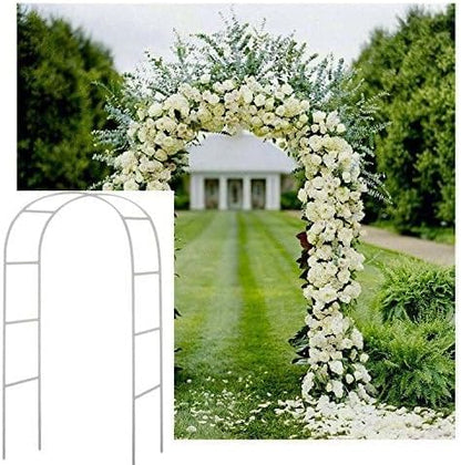 Adorox Metal Garden Arch Trellis for Climbing Plants 7.8ft Outdoor Arch Wedding Halloween Christmas Vine Trellis Pumpkin Archway Assemble Freely 2 Sizes White
