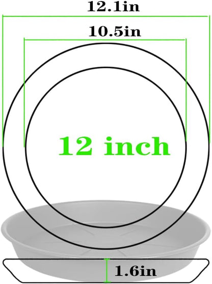 6 Pack of Plant Saucer Tray 11 12 inch, Heavy Duty Plastic Pot Plant Drip Trays Saucers for for Indoors Outdoor, Plant Water Tray for Planters 11-12" (12", Clay)